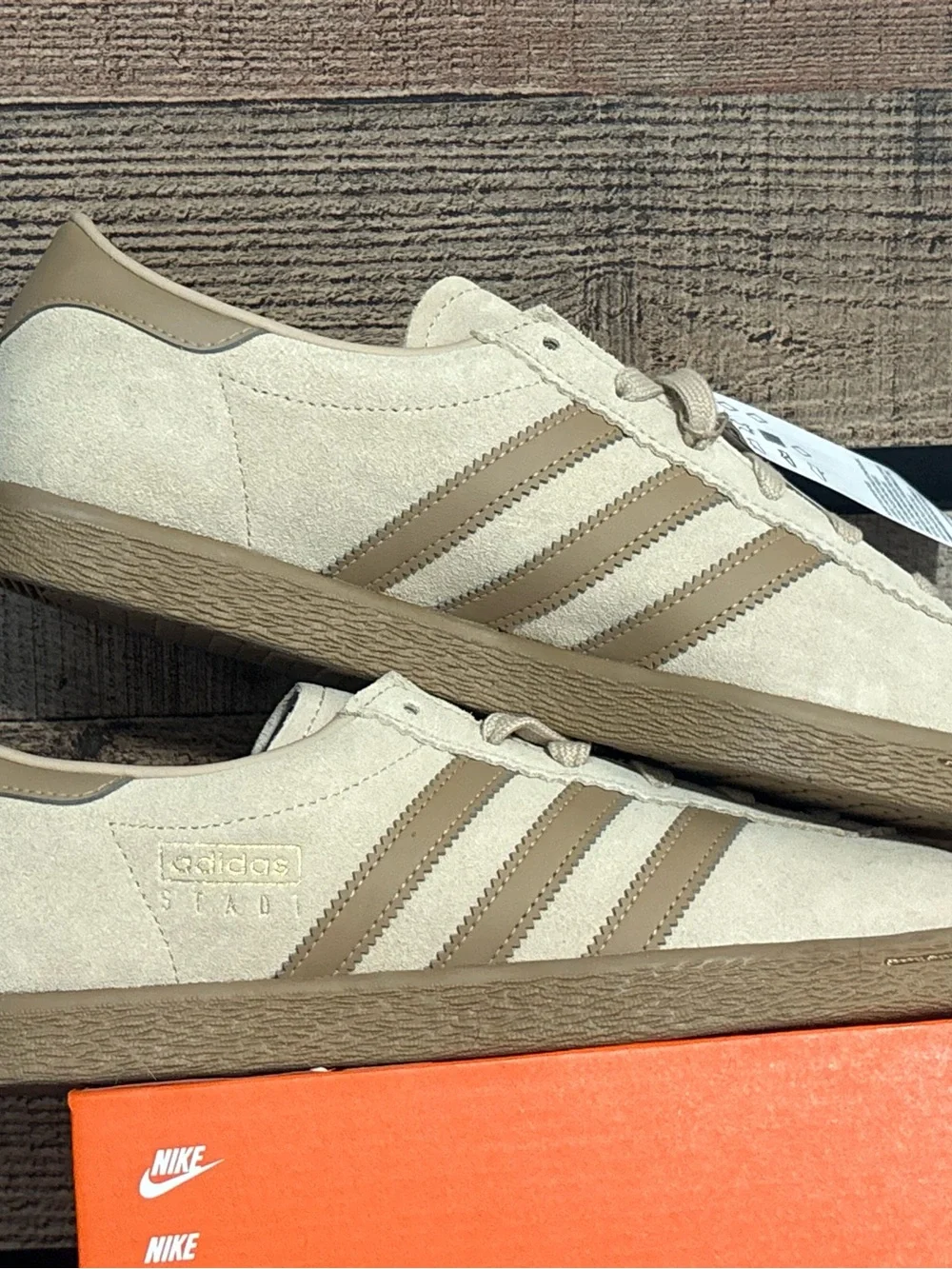 adidas Suede Sneakers in Off-White with Taupe Stripes